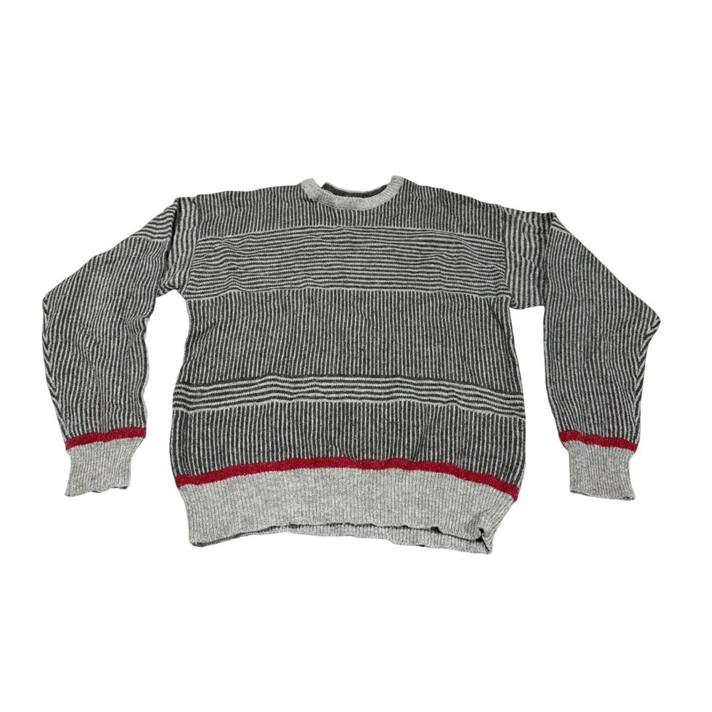 Peter England‎ Vintage 80s Striped Wool Blend Crewneck Sweater Mens Large